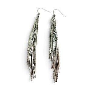 Silver Tone Long Multi Chain Tassel Fringe Dangle Earrings 4 Inch Boho Descript